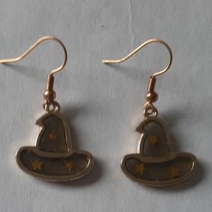 Gold-Tone Witch Hat Earrings